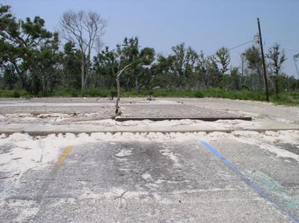 Slab where Pirate's Cove used to be after Hurricane Katrina blew it away