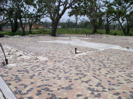 Slab where Pirate's Cove used to be after Hurricane Katrina blew it away